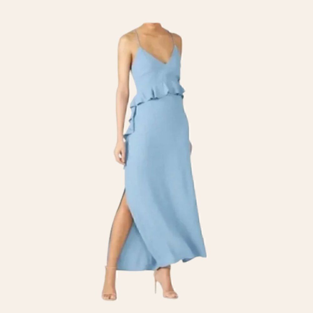 Elliatt Steel Blue Rapture Ruffled Maxi Dress Size XS